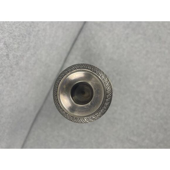 Vintage Pewter Candlestick Heavy 14" Tall Made in India Engraved 4.5" Base - Picture 4 of 7